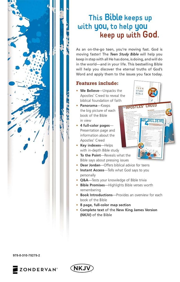 NKJV Teen Study Bible Hardcover by Zondervan (New)