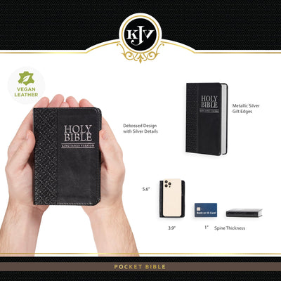 KJV Holy Bible, Mini Pocket Size, Black Faux Leather w/Ribbo
