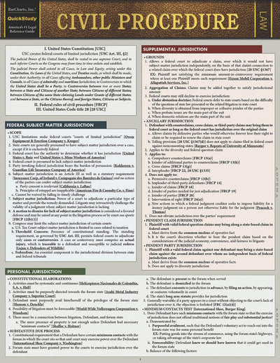 Civil Procedure QuickStudy Laminated Reference Guide (QuickStudy Law)