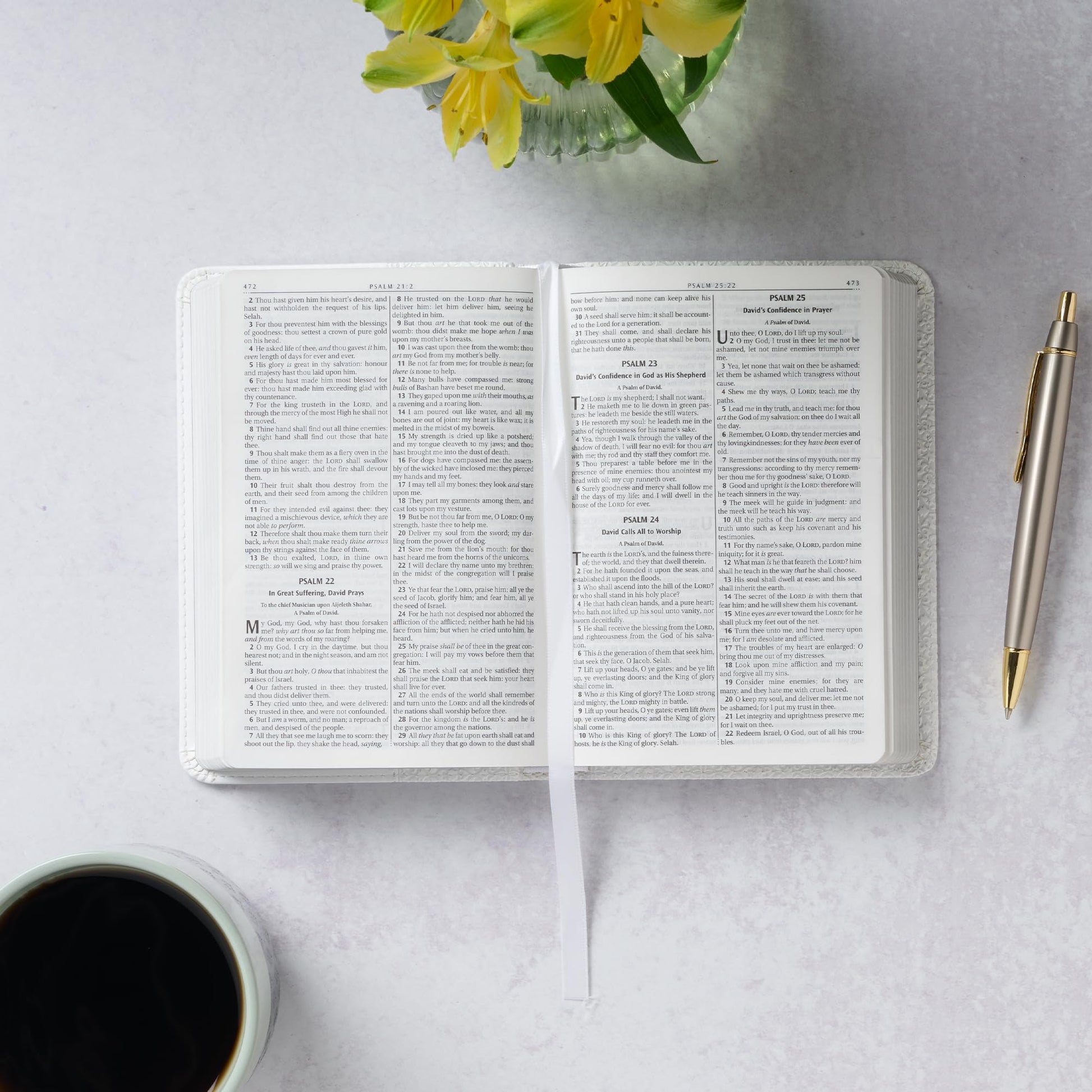 KJV Holy Bible, Compact Faux Leather Red Letter Edition - Ribbon Marker, King James Version, White (KJV Compact Editions)