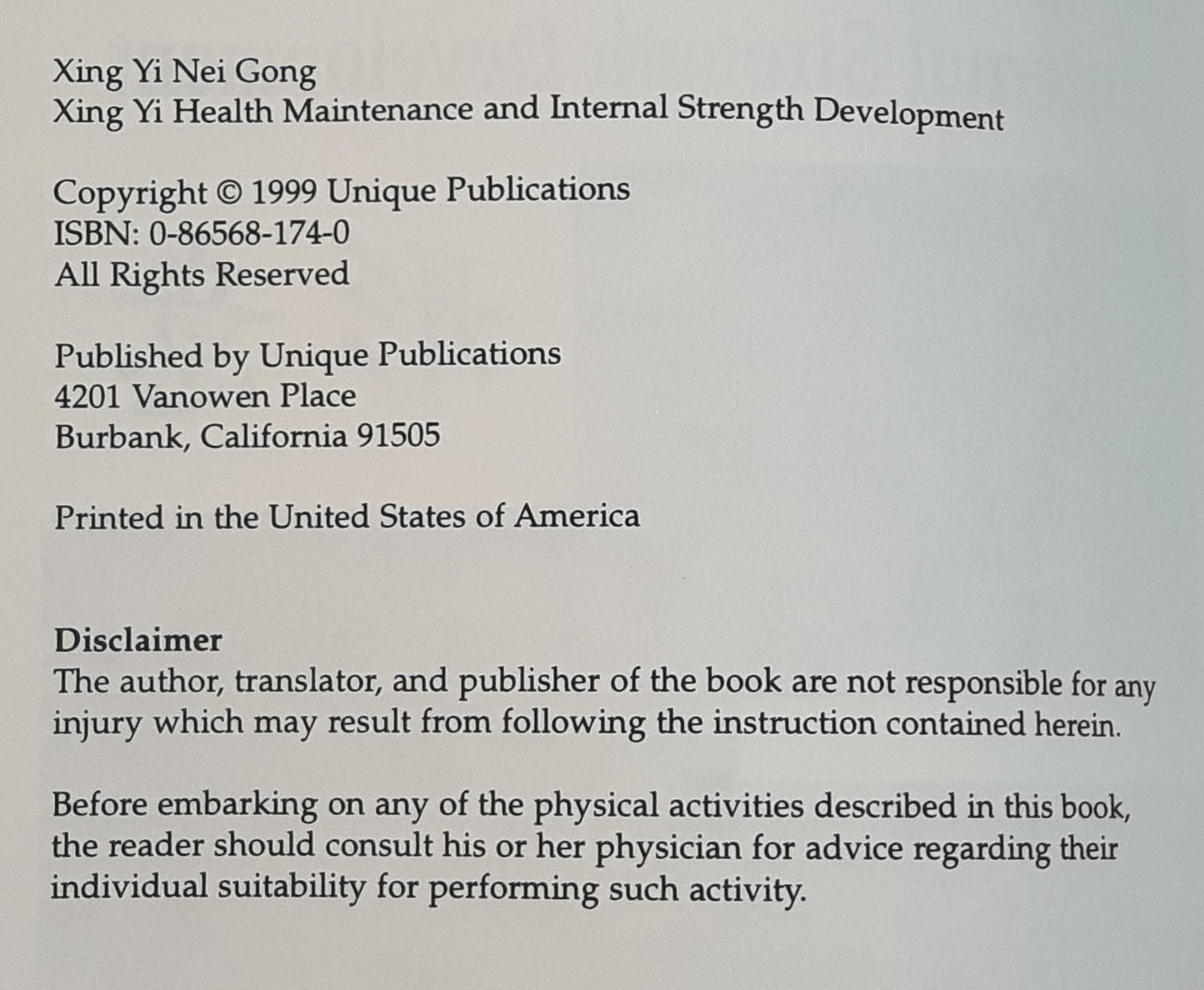 Xing Yi Nei Gong: Xing Yi Health Maintenance and Internal St