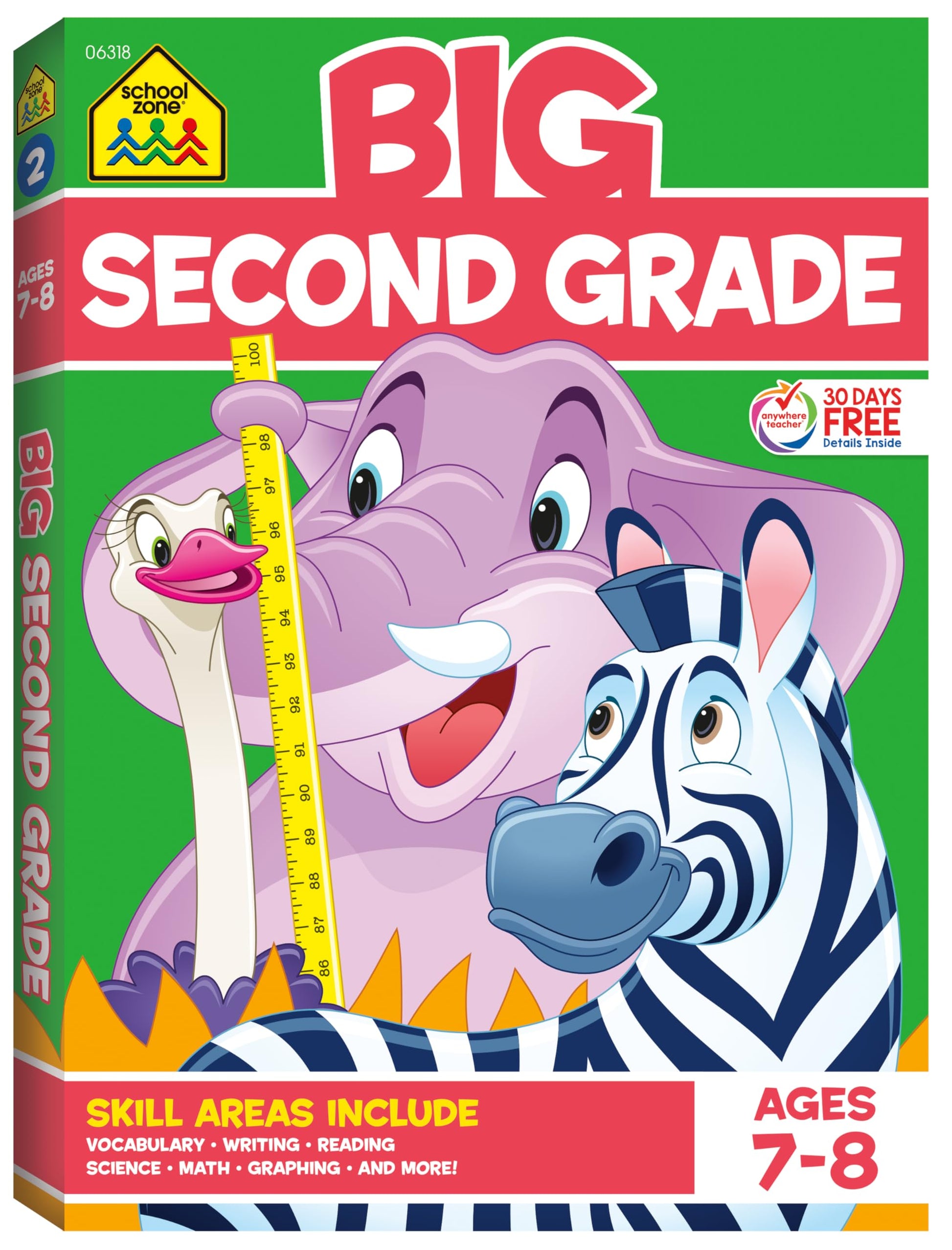 School Zone Big Second Grade Workbook: 320 Pages, 2nd Grade, Word Problems, Reading Comprehension, Phonics, Math, Science, Ages 7 to 8