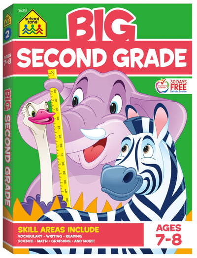 School Zone Big Second Grade Workbook: 320 Pages, 2nd Grade, Word Problems, Reading Comprehension, Phonics, Math, Science, Ages 7 to 8