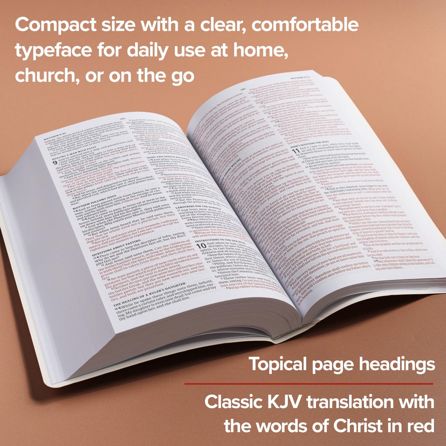 KJV Gift and Award Bible, White Imitation Leather, KJV Holy Bible, Red Letter, Pure Cambridge Text, Presentation Page, Ribbon Marker, Easy-to-Read Bible MCM Type