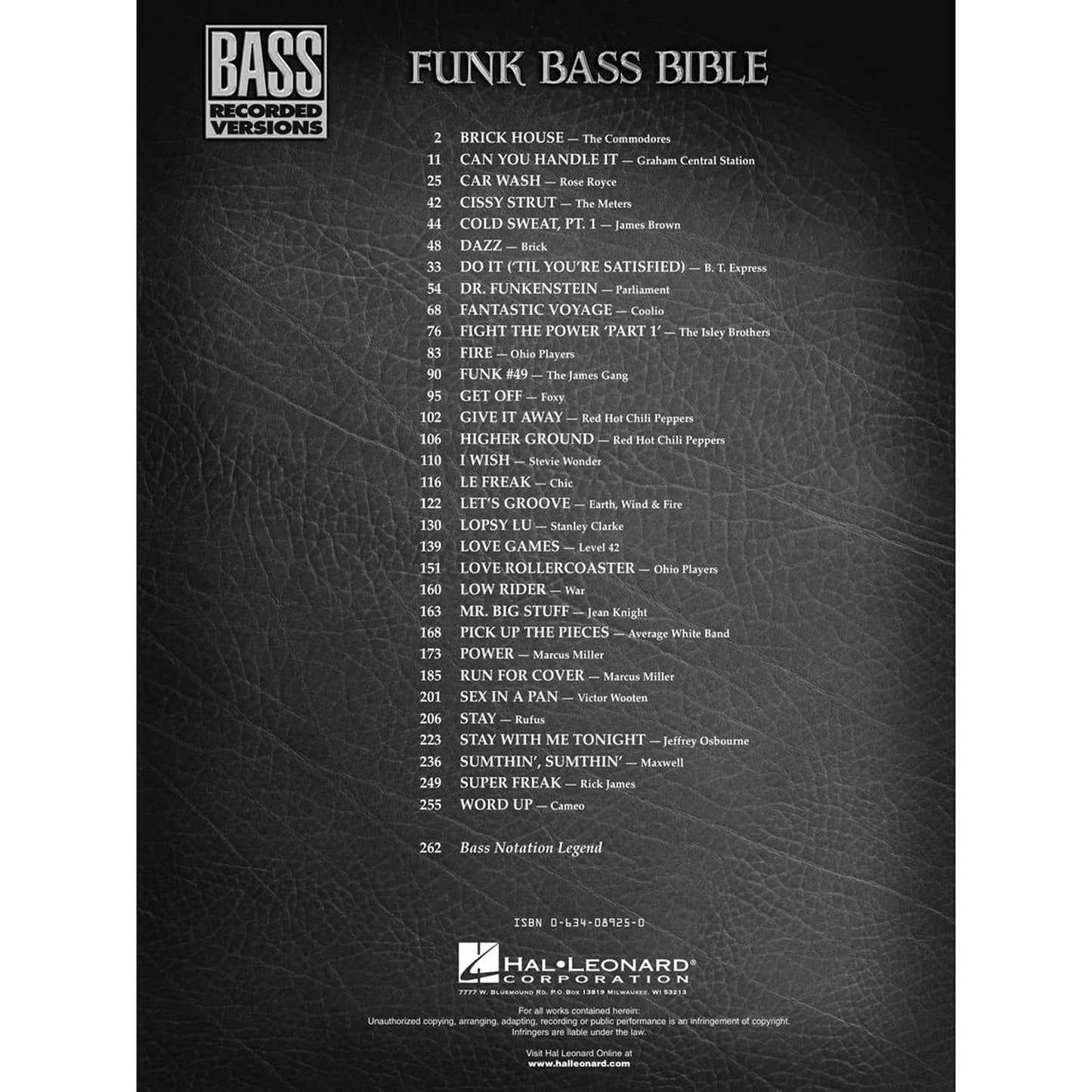 Funk Bass Bible - Hal Leonard Sheet Music Songbook  32 Funk Classics with Note-for-Note Bass Transcriptions and Tablature  Essential Funk Basslines for All Skill Levels (Bass Recorded Versions)
