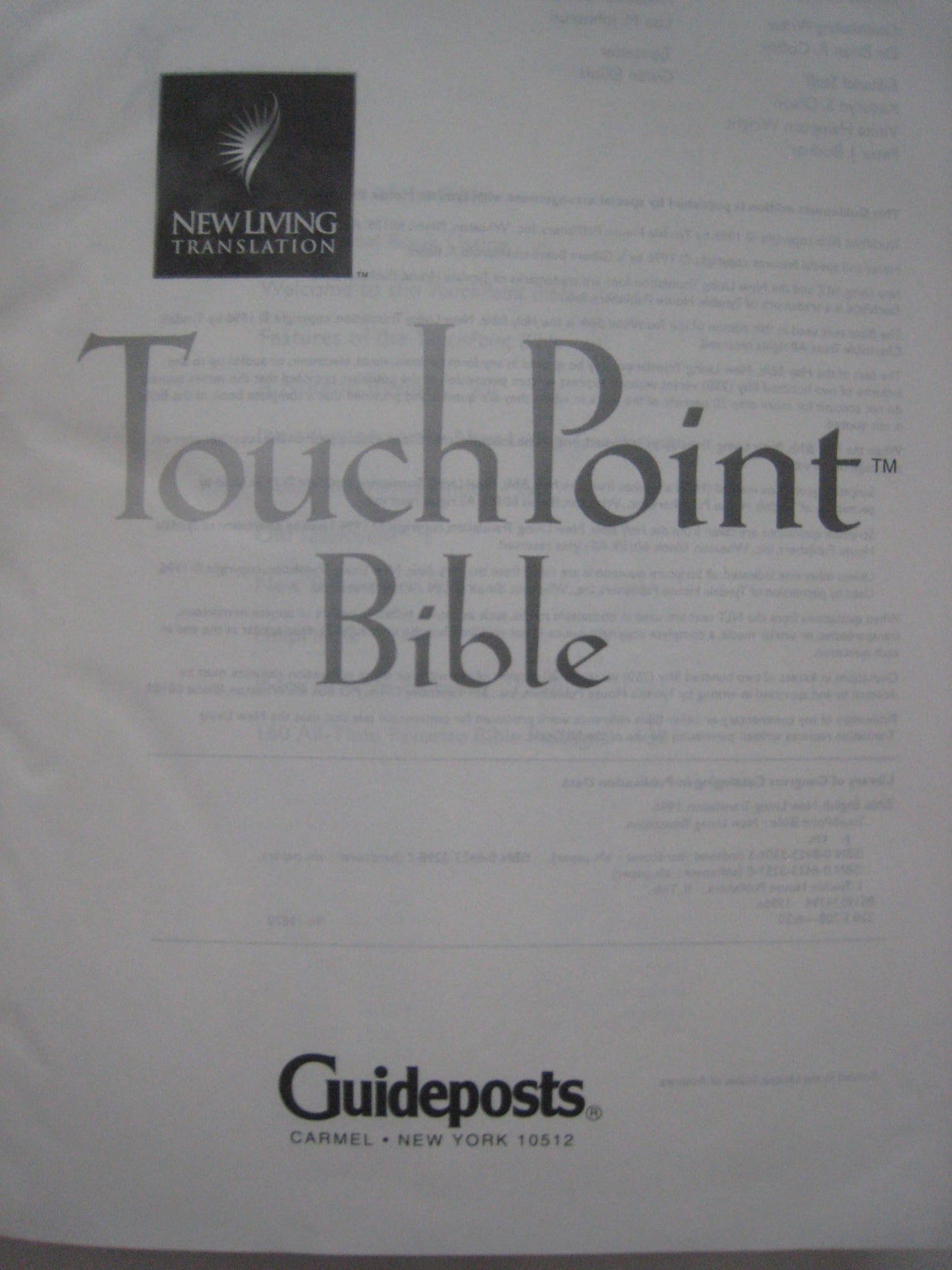 TouchPoint Bible NLT (New Living Translation) by Beers, Gilb