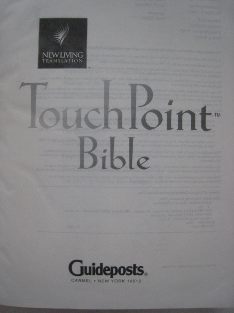 TouchPoint Bible NLT (New Living Translation) — back cover