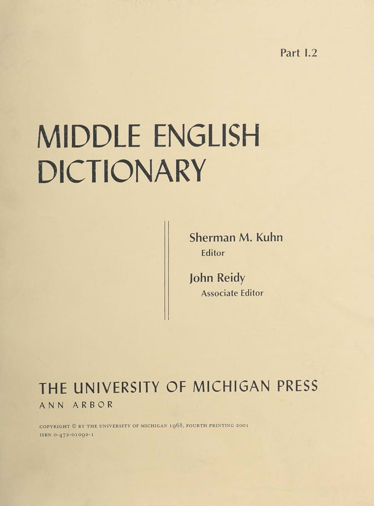 Middle English Dictionary (Volume I.2)