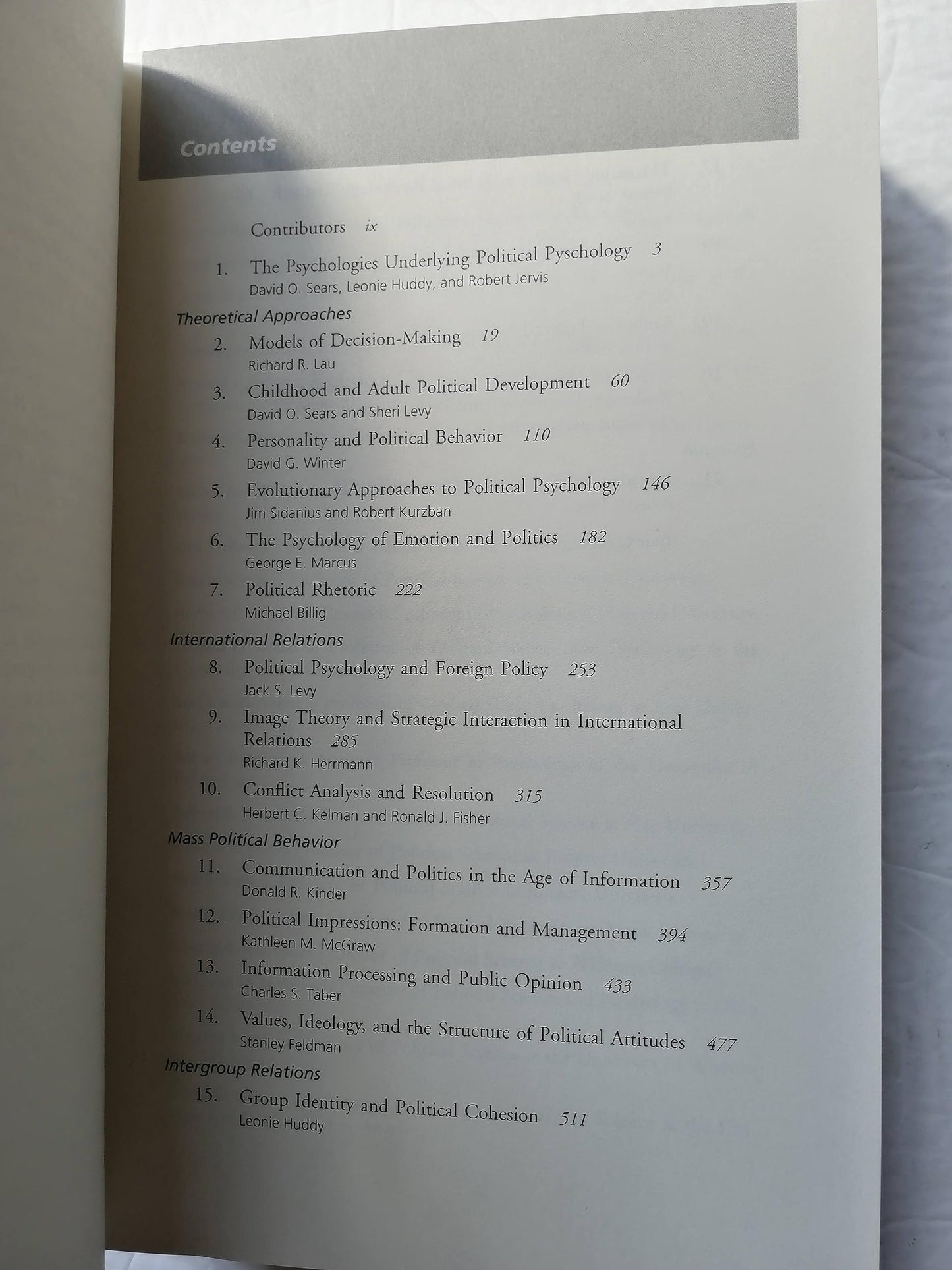 Oxford Handbook of Political Psychology