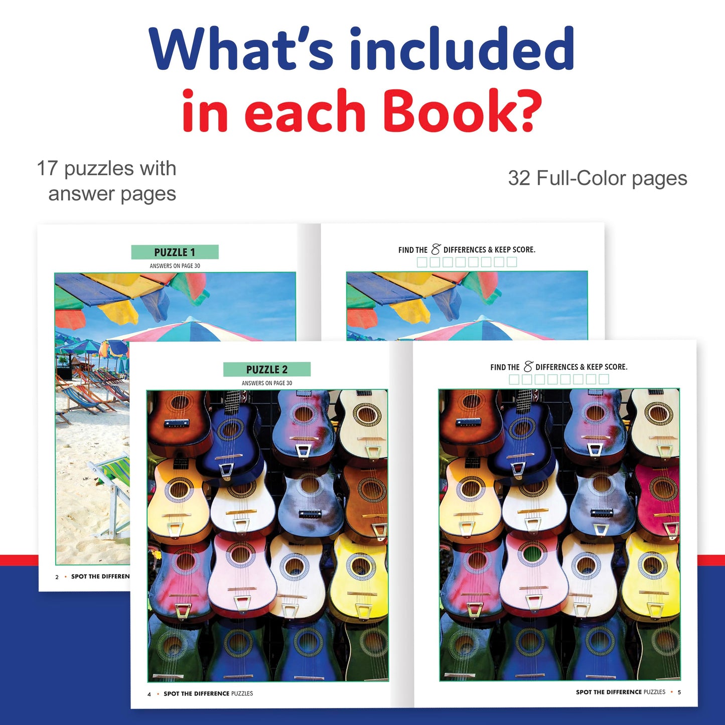 Spot The Difference Puzzle Books, Picture Puzzle Books for Adults and Kids with Over 15 Picture Puzzles, Train Your Brain with Fun Puzzle Activities for All Ages, Volume 2