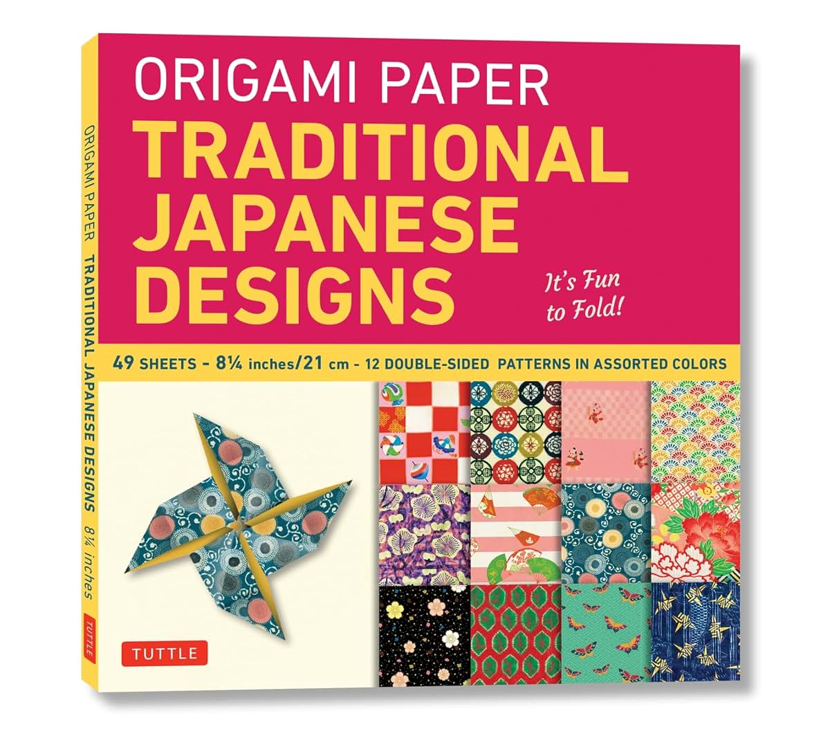 Origami Paper - Traditional Japanese Designs - Large 8 1/4": Tuttle Origami Paper: Double Sided Origami Sheets Printed with 12 Different Patterns (Instructions for 6 Projects Included)