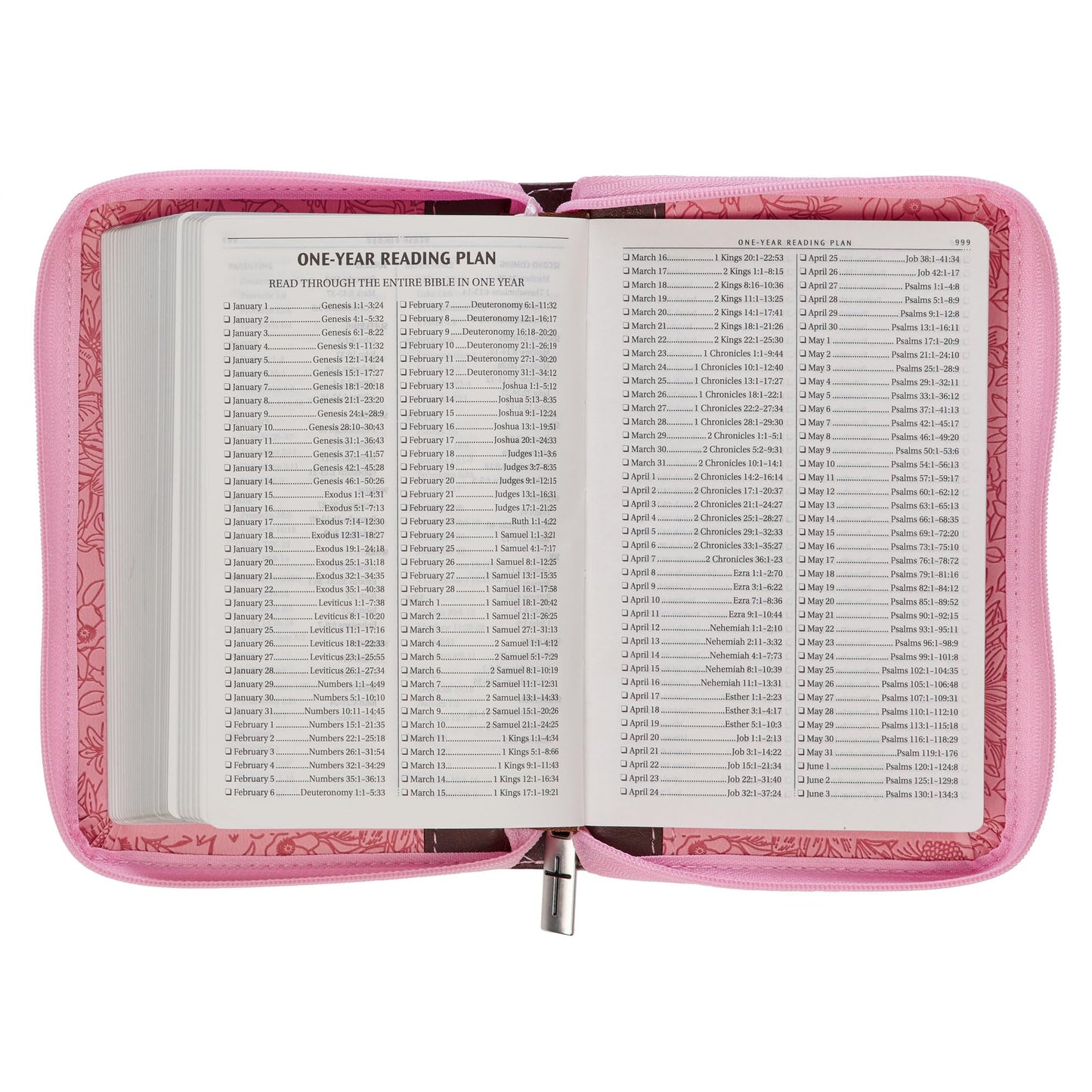 KJV Holy Bible, Mini Pocket Size, Faux Leather Red Letter Edition - Ribbon Marker, King James Version, Pink/Saddle Tan, Zipper Closure, 6.2" x 4.3" (KJV Pocket Editions)