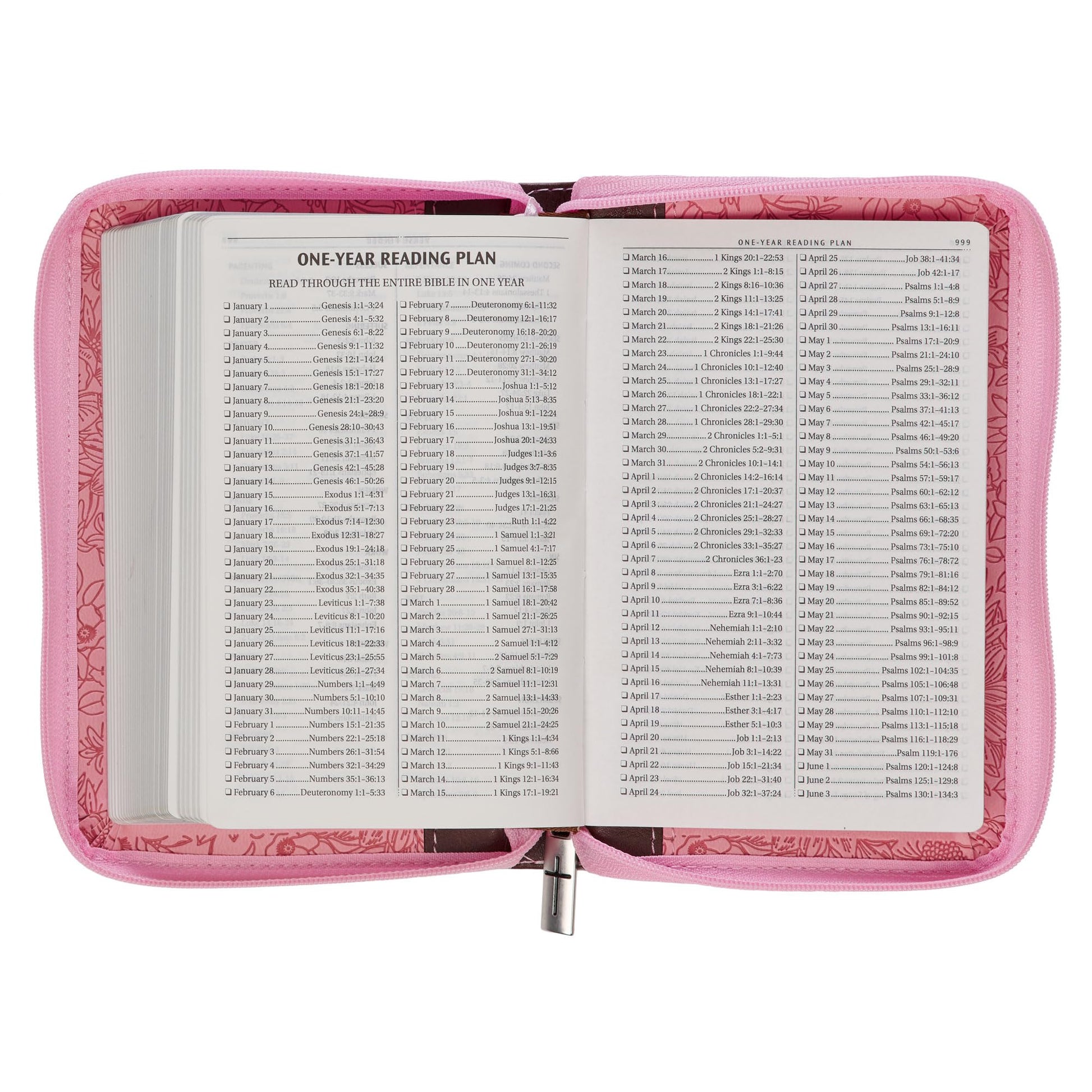 KJV Holy Bible, Mini Pocket Size, Faux Leather Red Letter Edition - Ribbon Marker, King James Version, Pink/Saddle Tan, Zipper Closure, 6.2" x 4.3" (KJV Pocket Editions)