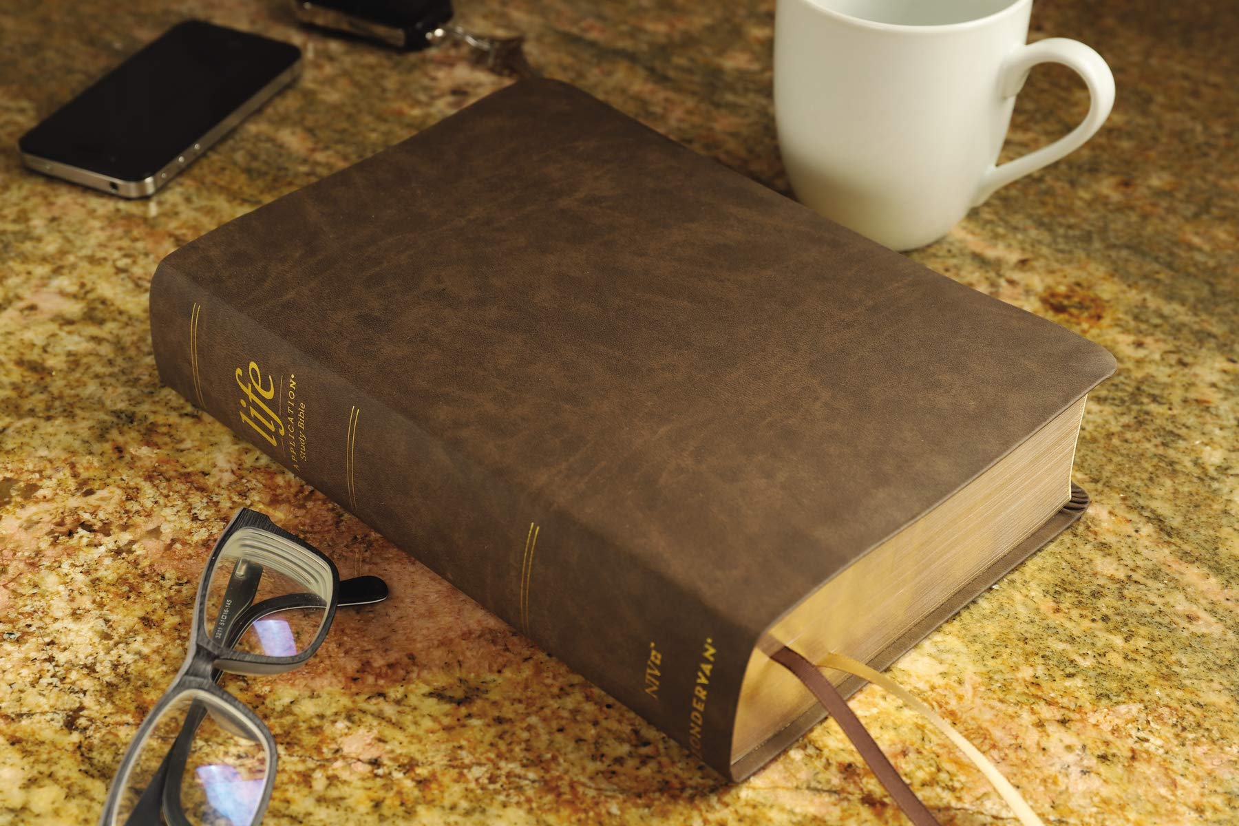 NIV, Life Application Study Bible, Third Edition, Bonded Leather, Brown, Red Letter, Thumb Indexed