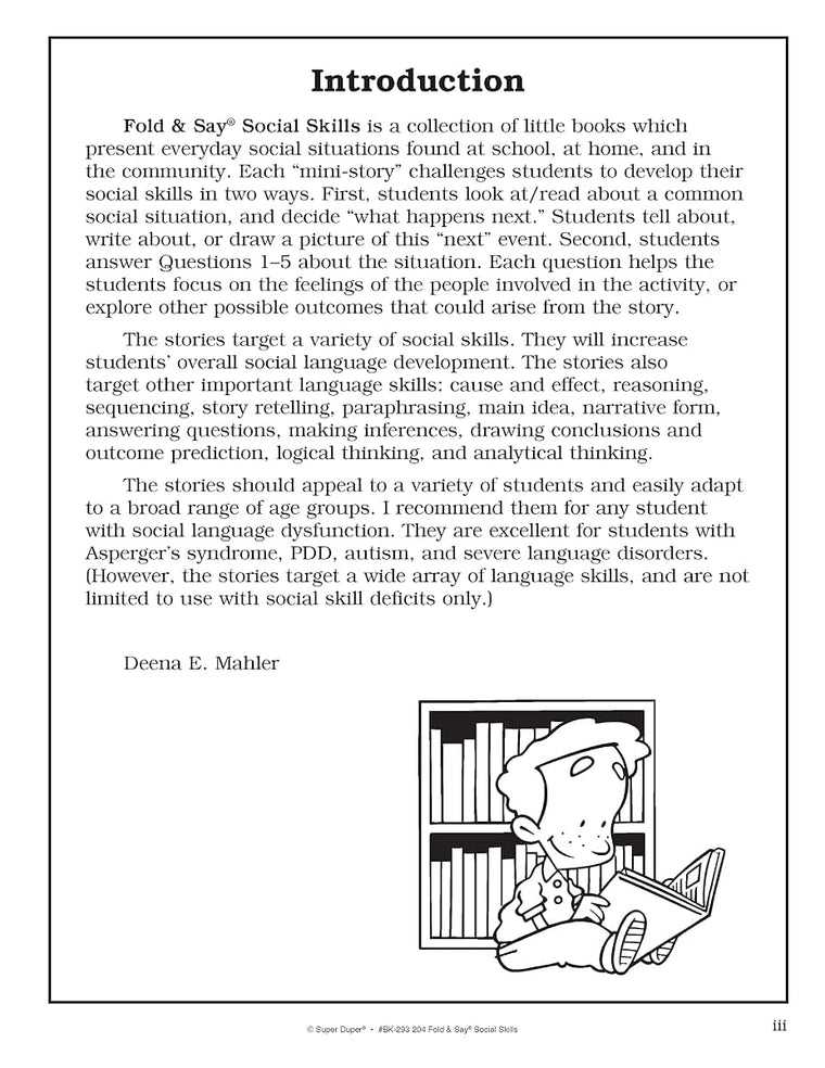 Super Duper Publications  204 Fold & Say Social Skills  Educ