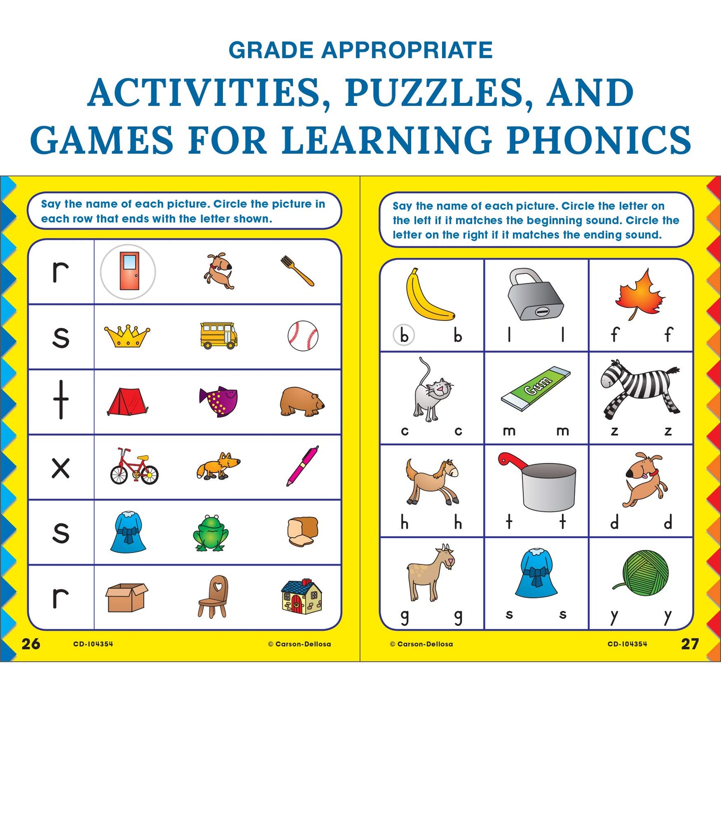 Carson Dellosa Phonics for First Grade Workbook, Consonants, Blends, Digraphs, Vowels, and Word Families Writing Practice, Language Arts Classroom or Homeschool Curriculum (Volume 11)