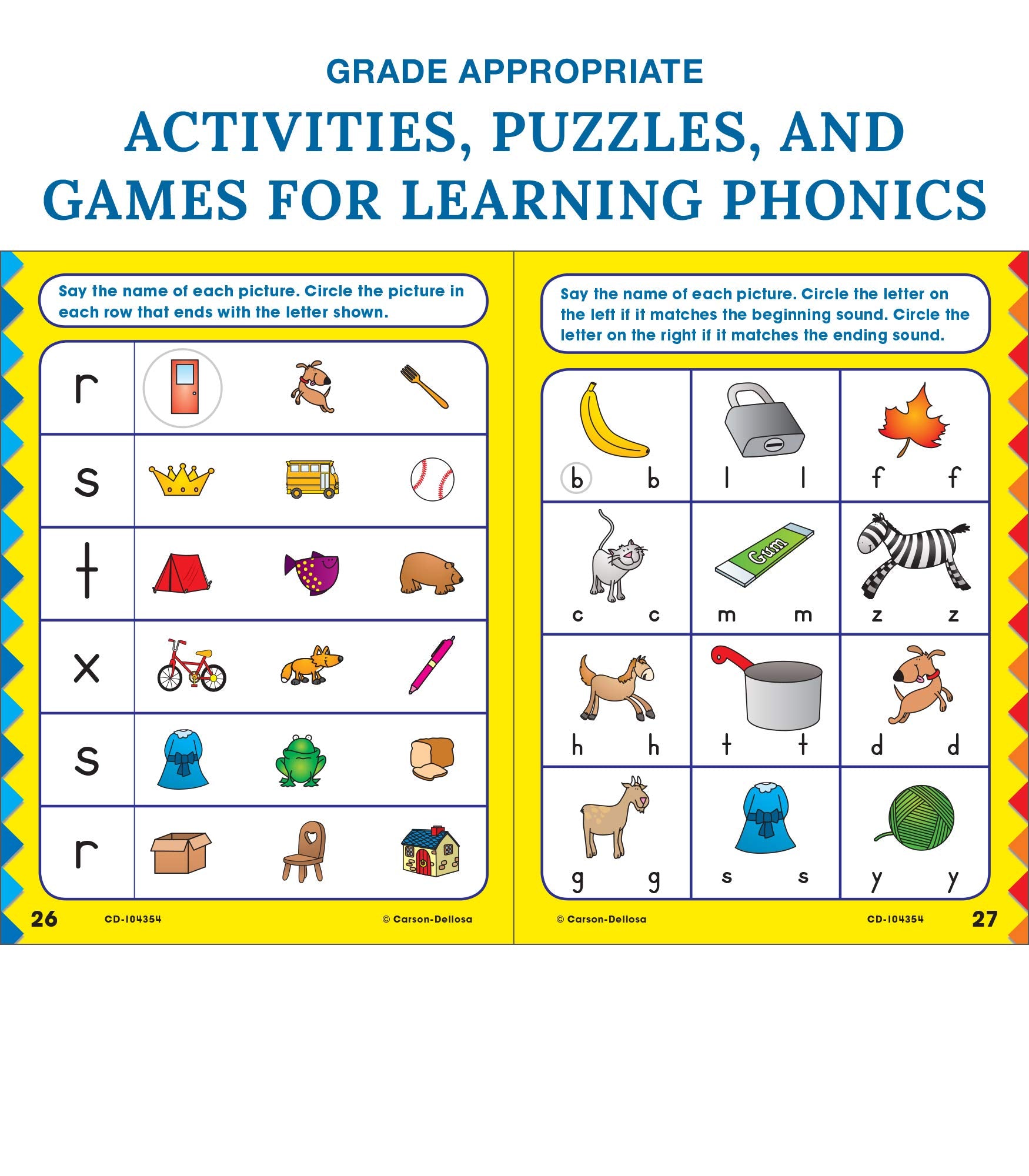 Carson Dellosa Phonics for First Grade Workbook, Consonants, Blends, Digraphs, Vowels, and Word Families Writing Practice, Language Arts Classroom or Homeschool Curriculum (Volume 11)