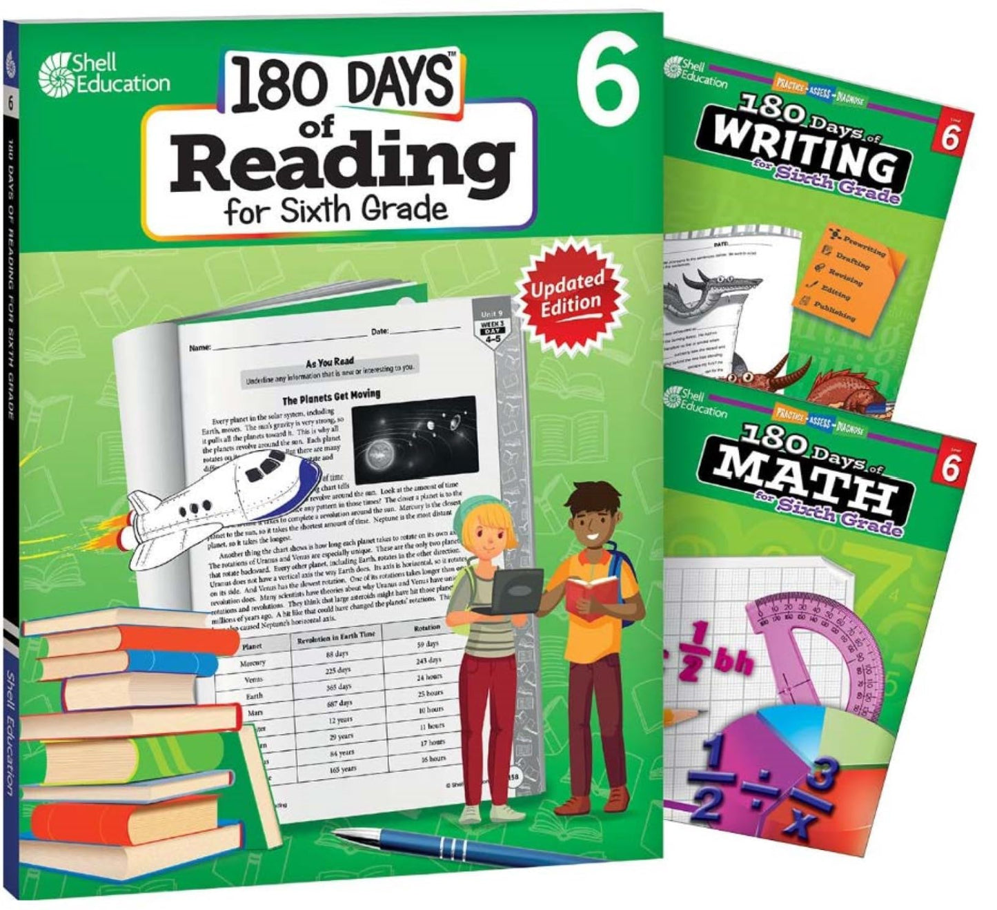 180 Days: Includes Reading 2nd Edition, Writing, and Math for 6th Grade Practice Workbook for Classroom and Home, Cool and Fun Practice Created by Teachers (180 Days of Practice)