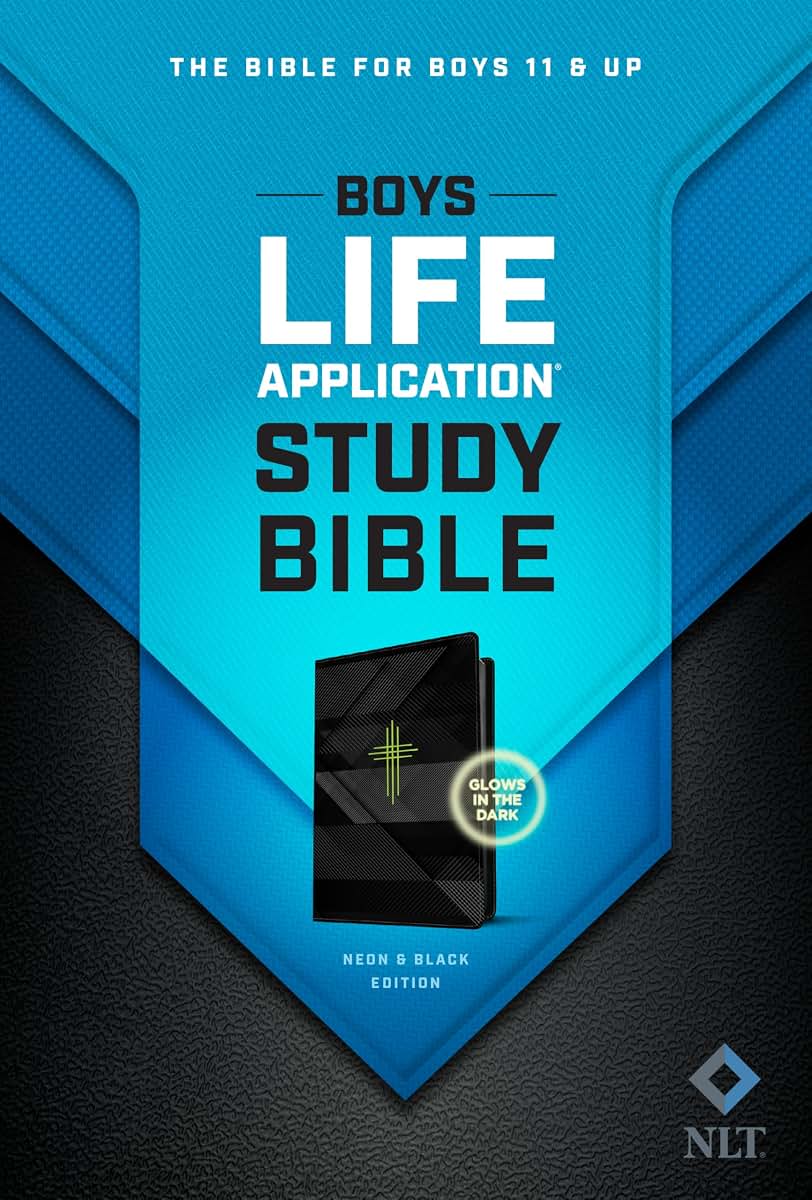 Tyndale NLT Boys Life Application Study Bible, TuTone (LeatherLike, Neon/Black NLT Study Bible for Boys, Foundations for Your Faith Sections