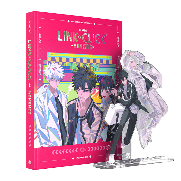The Art of Link Click: Moments Collector's Edition with Acrylic Standee, 1 Lenticular Postcard, 1 Sticker Pack, 3 Postcards, 1 Mini-Poster, and 1 Filmstrip Bookmark