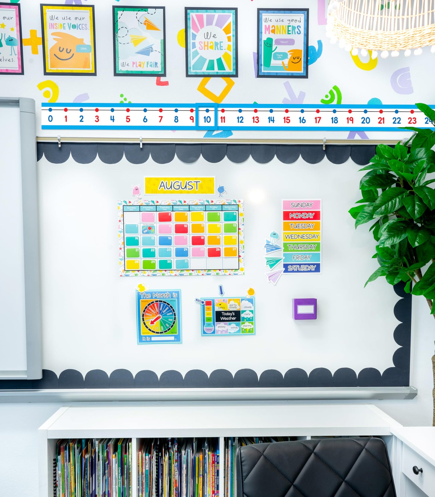 Carson Dellosa 14-Piece Number Line for Classroom Wall, Number Line With Color-Coded Even & Odd Numbers, Colorful Number Line Accents, Classroom Number Line for Wall and Bulletin Board