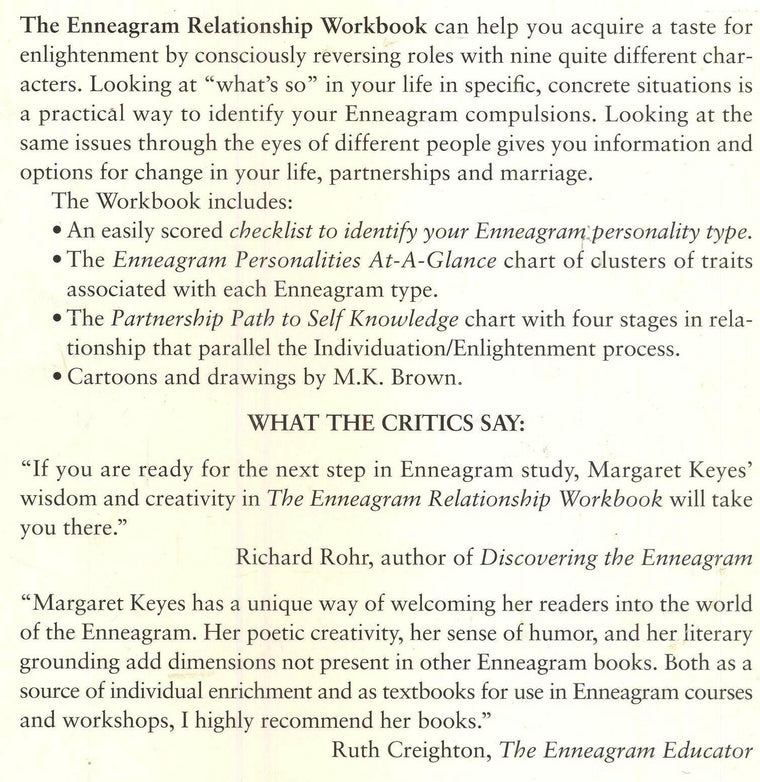 Enneagram Relationship Workbook: A Self and Partnership Assessment Guide — back cover