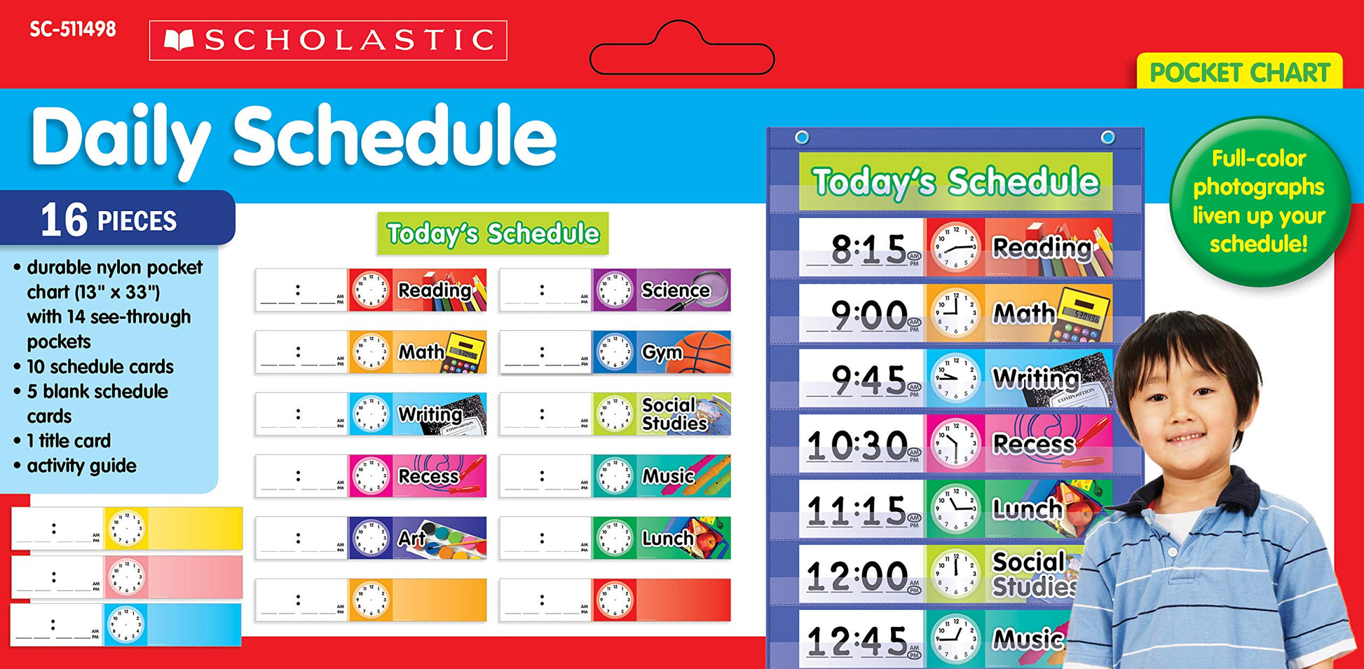 Daily Schedule Pocket Chart, Blue