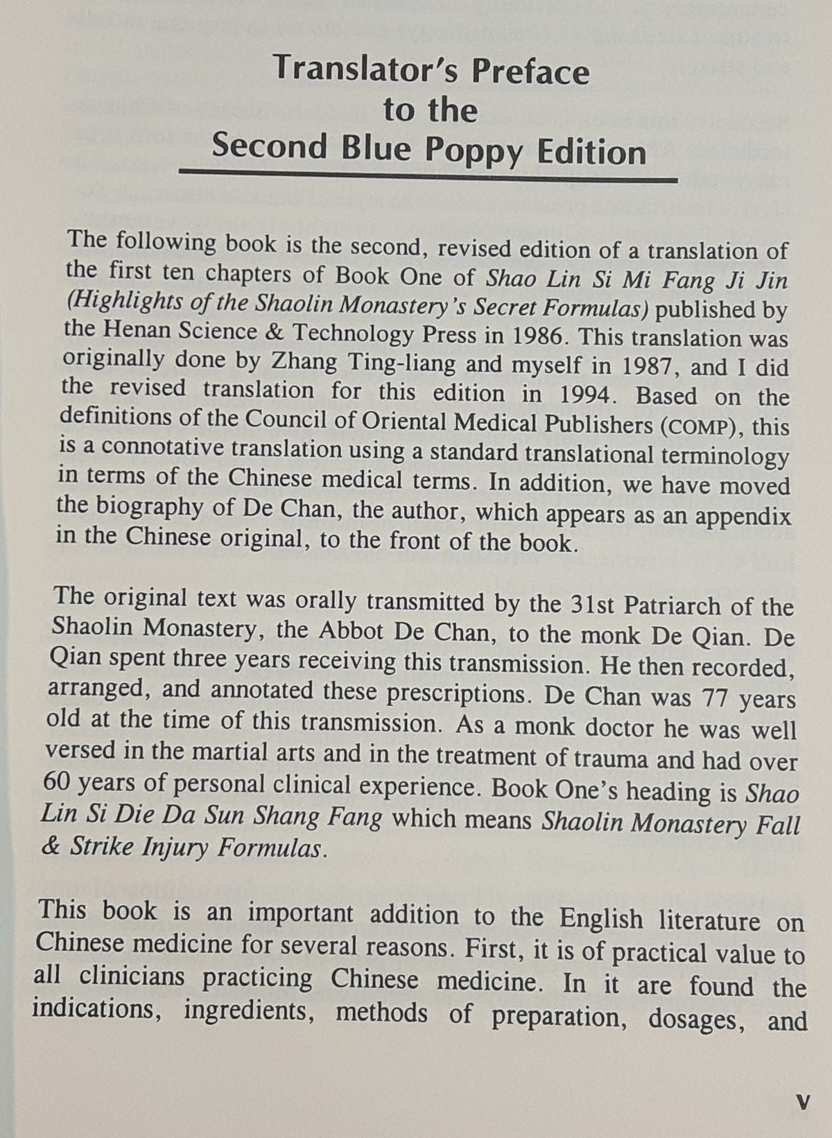 Secret Shaolin Formulas for the Treatment of External Injury