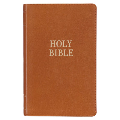 KJV Holy Bible, Giant Print Standard Size Premium Full Grain Leather Red Letter Edition - Thumb Index & Ribbon Marker, King James Version, Butterscotch (KJV Giant Print Standard Size Bible)