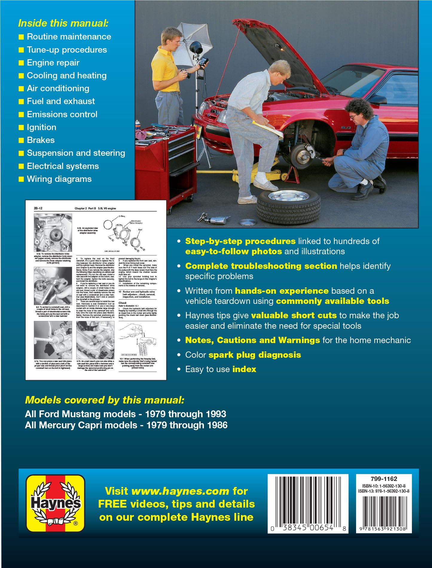 Ford Mustang Ghia & Cobra (1979-1993) & Mercury Capri Ghia & RS (1979-1986) with Inline 4-Cylinder & 6-Cylinder V6 & V8 Engines Haynes Repair Manual