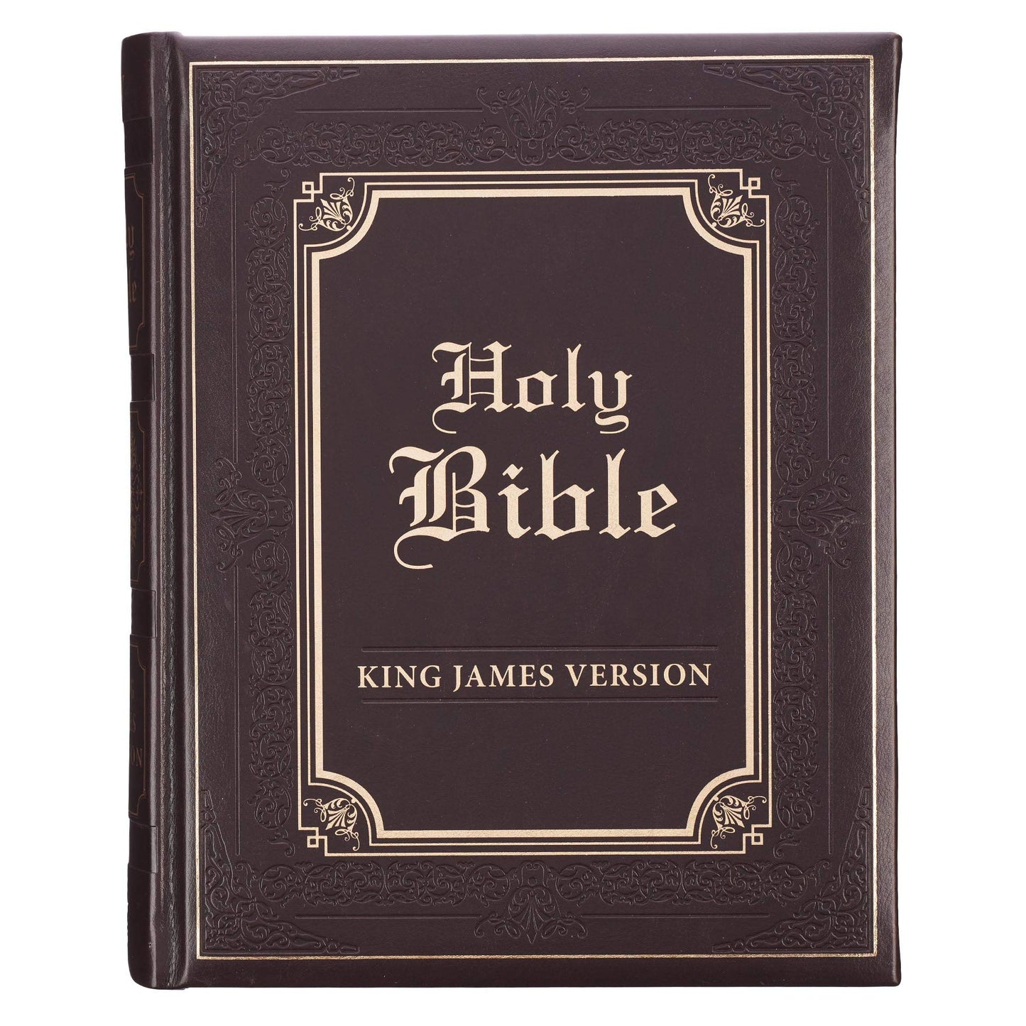KJV Holy Bible, Classically Illustrated Heirloom Family Bible, Faux Leather Hardcover - Ribbon Markers, King James Version, Dark Brown/Gold (KJV Family Editions)