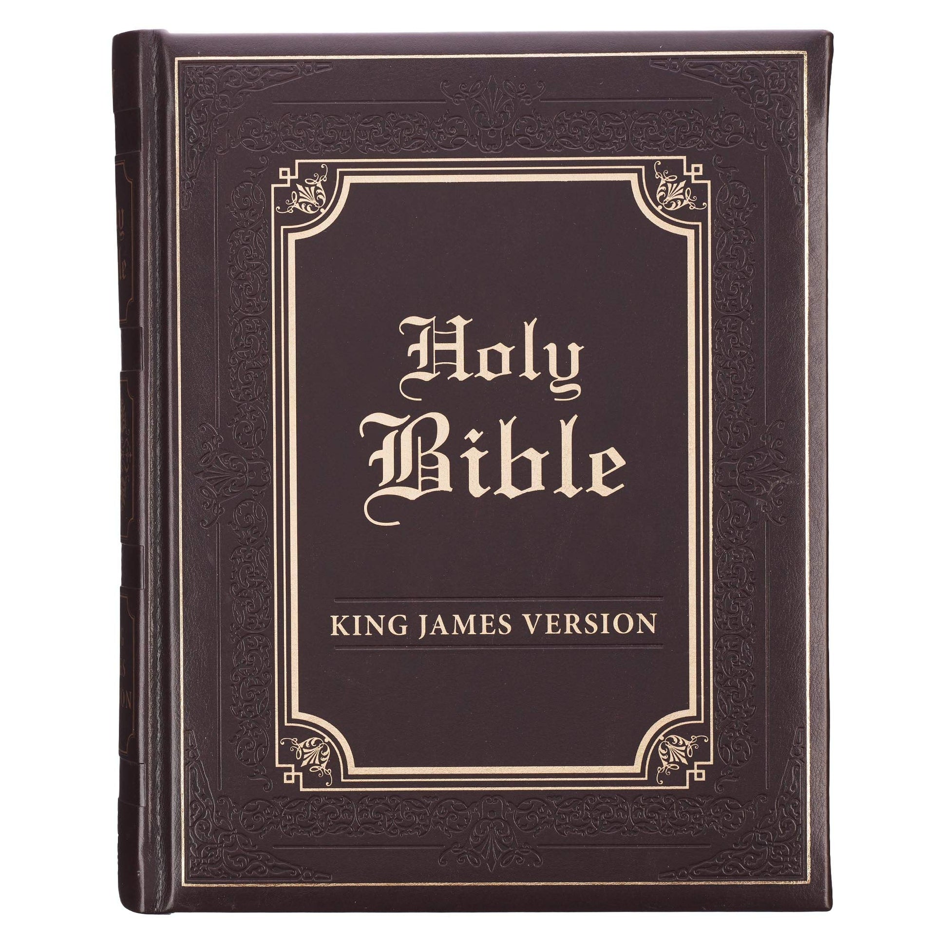 KJV Holy Bible, Classically Illustrated Heirloom Family Bible, Faux Leather Hardcover - Ribbon Markers, King James Version, Dark Brown/Gold (KJV Family Editions)