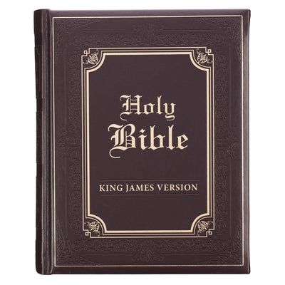 KJV Holy Bible, Classically Illustrated Heirloom Family Bible, Faux Leather Hardcover - Ribbon Markers, King James Version, Dark Brown/Gold (KJV Family Editions)