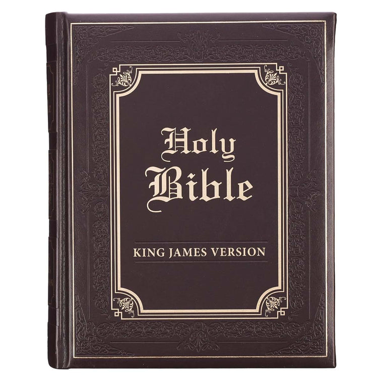 KJV Holy Bible, Classically Illustrated Heirloom Family Bible, Faux Leather Hardcover - Ribbon Markers, King James Version, Dark Brown/Gold (KJV Family Editions)