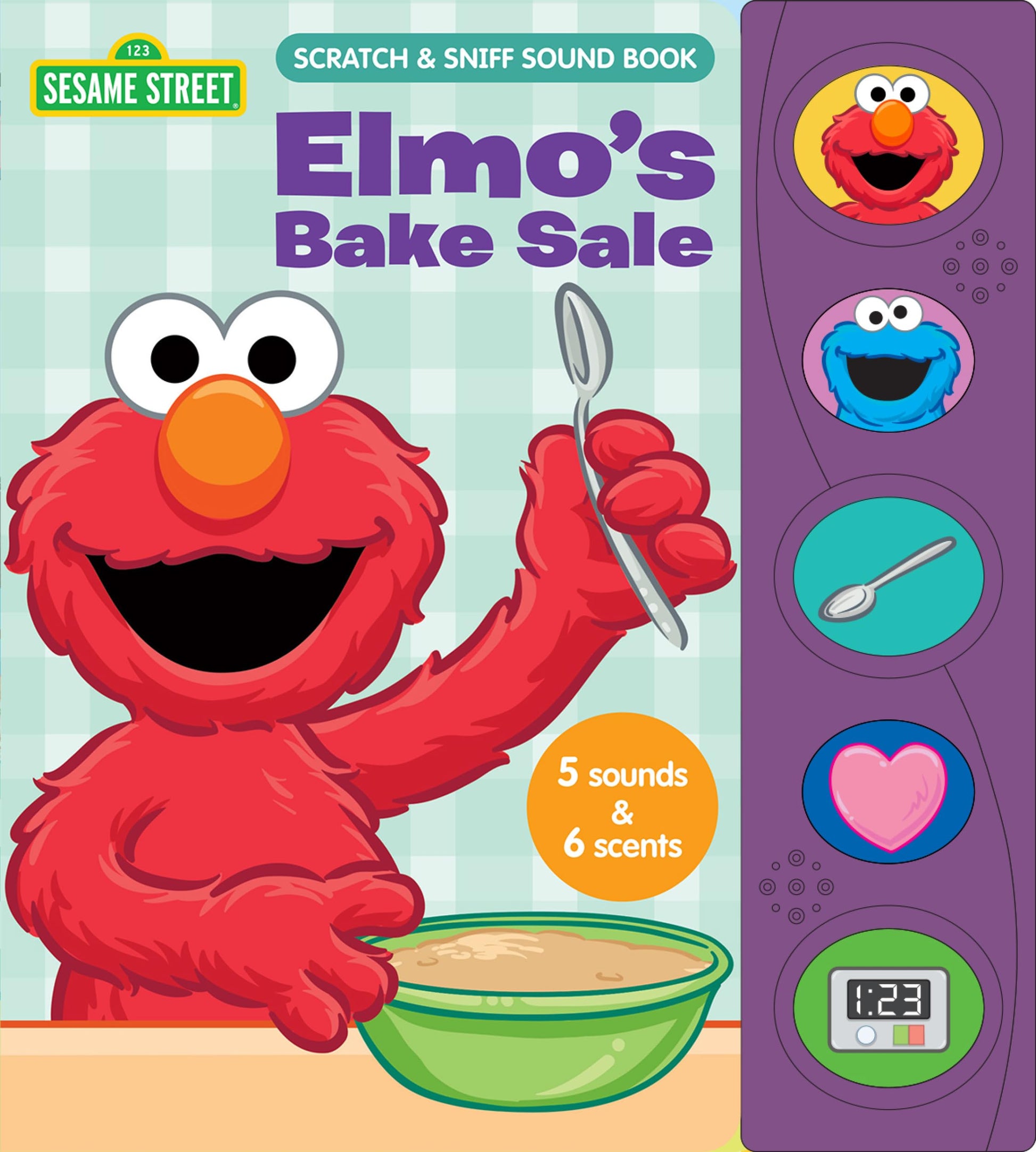 Sesame Street Elmo, Cookie Monster, and More! - Elmos Bake Sale - Scratch and Sniff Sound Book - Fun Sensory Experience - PI Kids