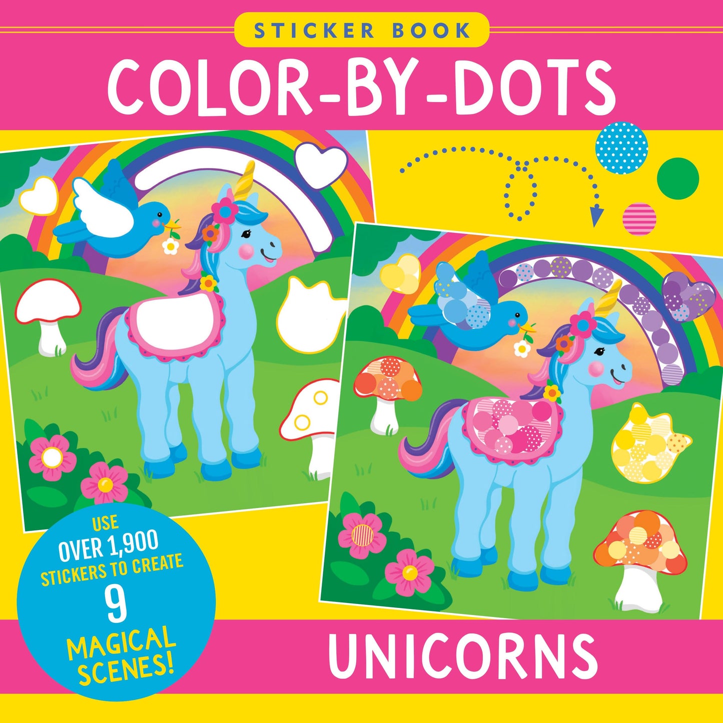 Color-By-Dots Sticker Book - Unicorns (Over 1,900 dot stickers to created incredible scenes)