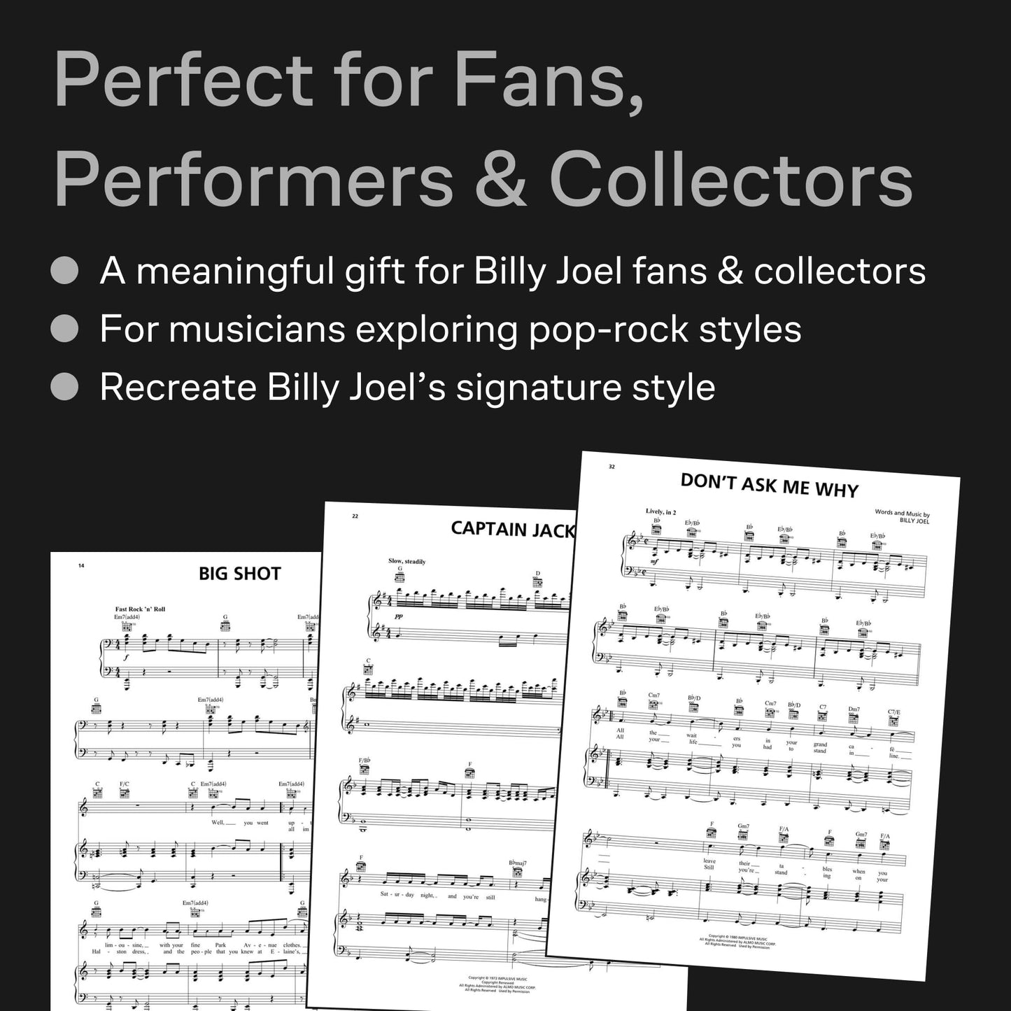 Billy Joel - Greatest Hits Volume I and II Piano/Vocal/Guitar Songbook  26 Classic Pop Rock Songs Transcribed by David Rosenthal  Sheet Music Collection for Piano Players, Singers, and Guitarists