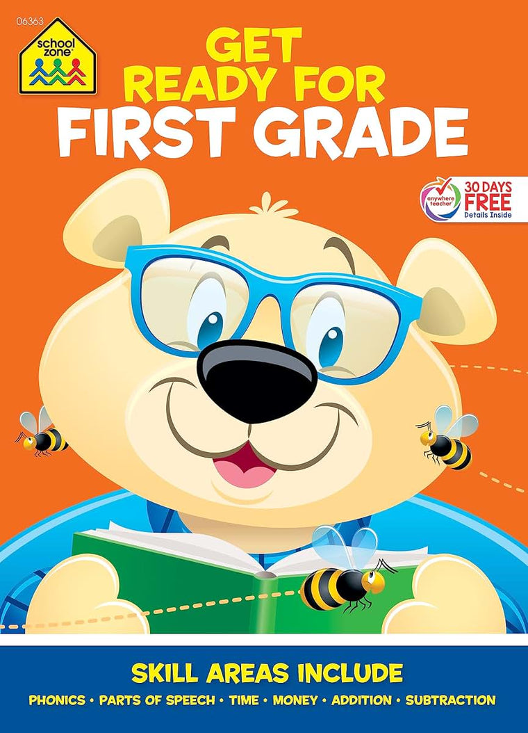 School Zone Get Ready for First Grade Workbook: 256 Pages, 1st Grade Early Learning Activities, Phonics, Math, Telling Time & Counting Money, Ages 6-7