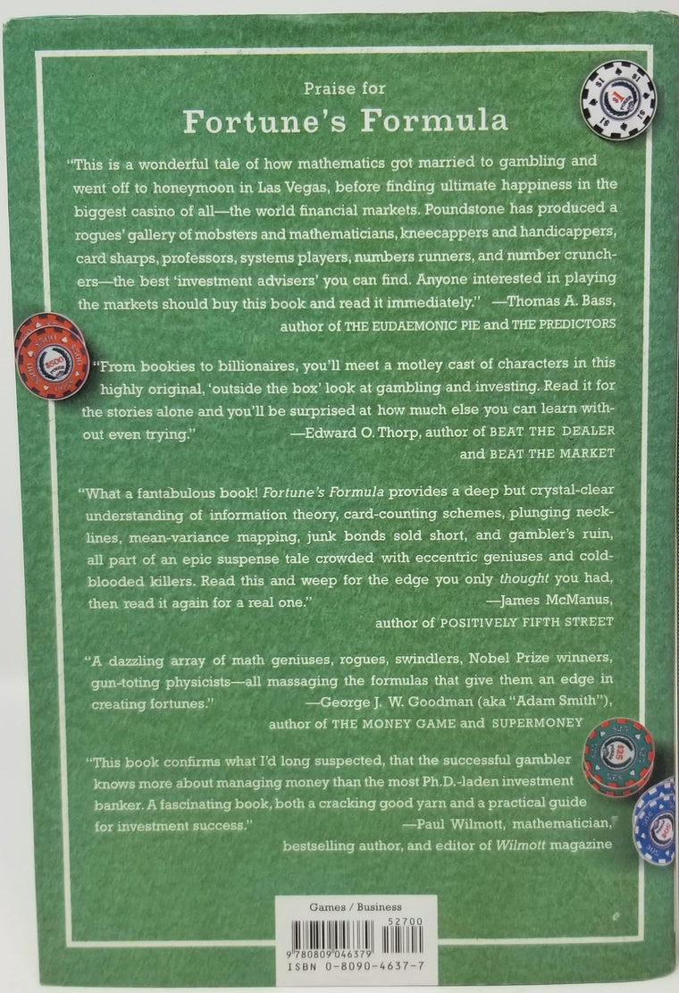 Fortune's Formula: The Untold Story of the Scientific Betting System That Beat the Casinos and Wall Street — back cover