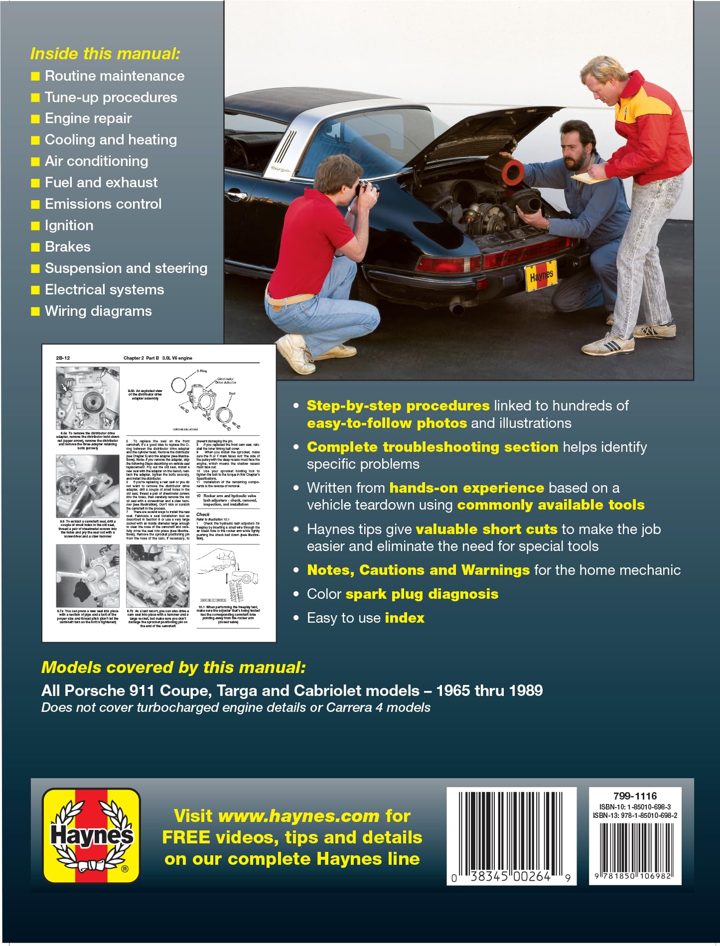 Porsche 911: Automotive Repair Manual, 1965 to 1989 - Coupe, Targa & Cabriolet