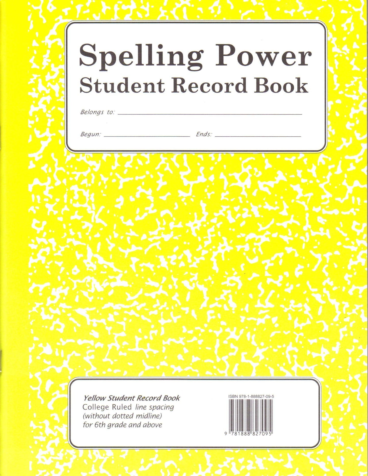 Spelling Power Student Record Book: Yellow