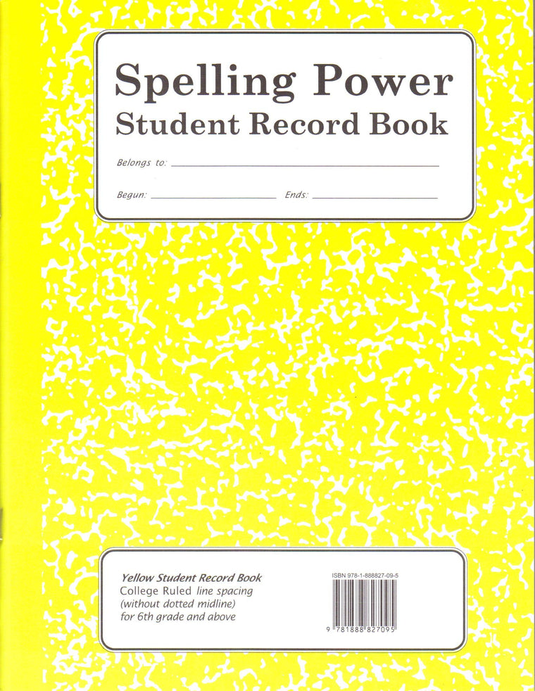 Spelling Power Student Record Book: Yellow