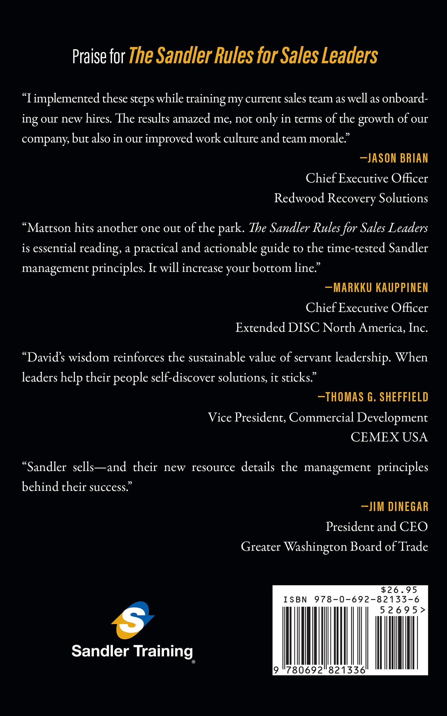 The Sandler Rules for Sales Leaders