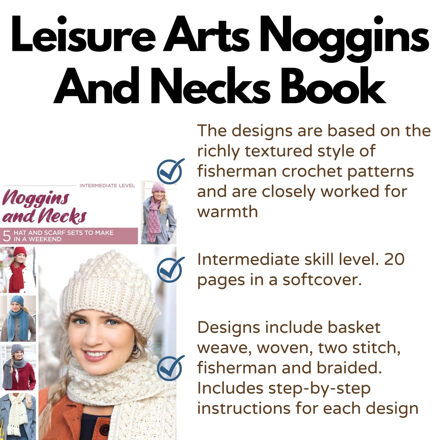 Noggins and Necks-5 Stunning Crocheted Hat and Scarf Sets