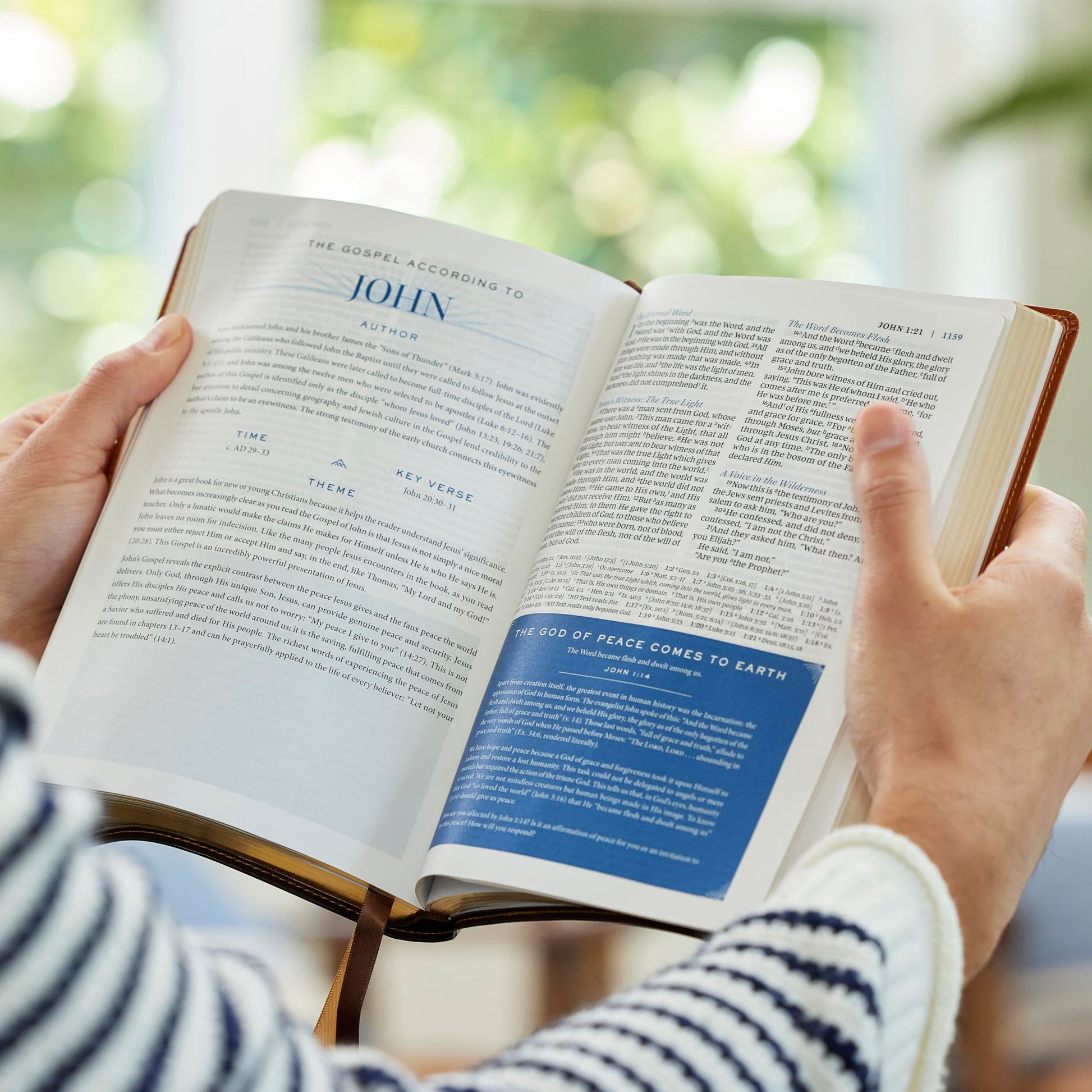 Peace of God Bible: Discover and Experience God's Shalom Throughout the Bible (NKJV, Purple Leathersoft, Red Letter, Comfort Print)