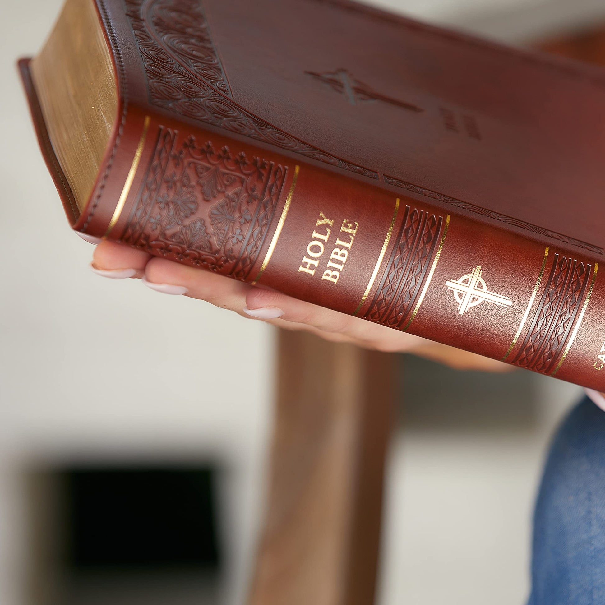 NABRE, New American Bible, Revised Edition, Catholic Bible, Large Print Edition, Leathersoft, Brown, Thumb Indexed, Comfort Print: Holy Bible