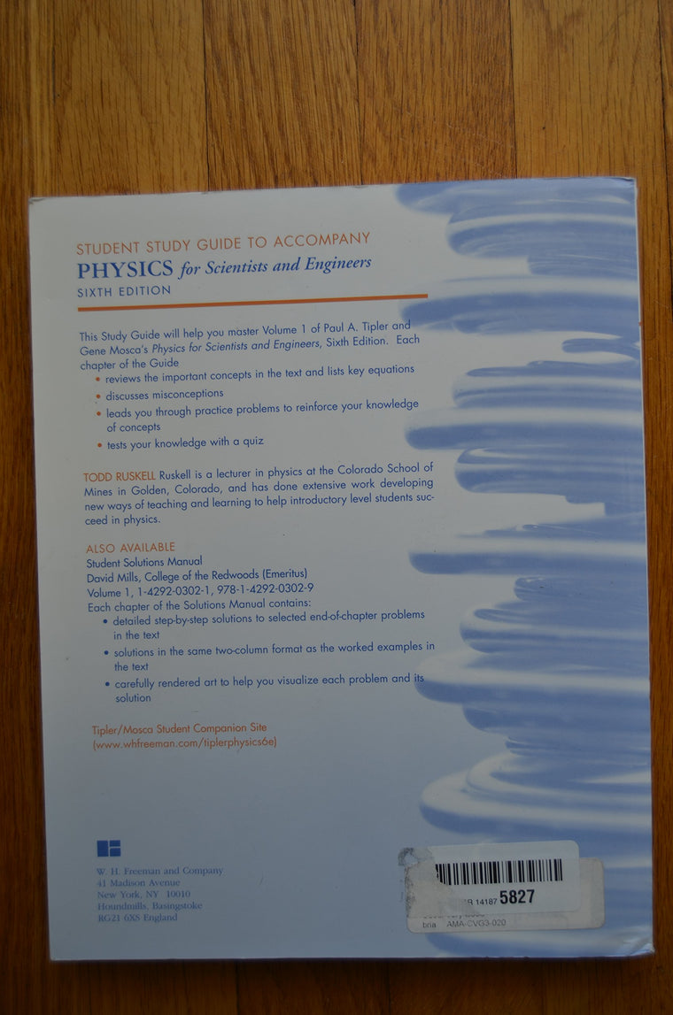 Physics for Scientists and Engineers Study Guide, Vol. 1 — back cover
