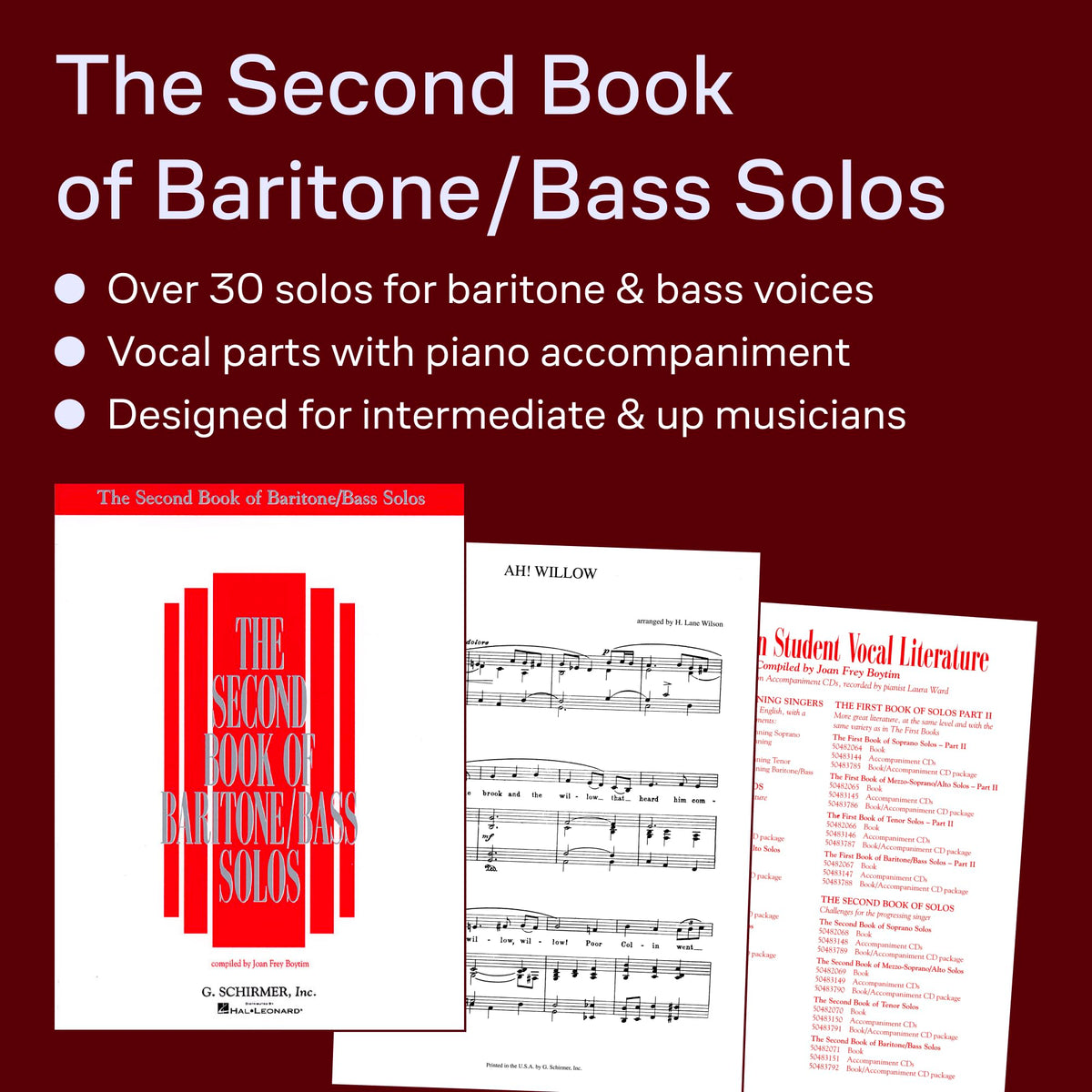 The Second Book of Baritone/Bass Solos by Various Composers  Vocal Collection Sheet Music for Baritone and Bass Voice  Intermediate Classical Solos with Piano  Edited by Joan Frey Boytim