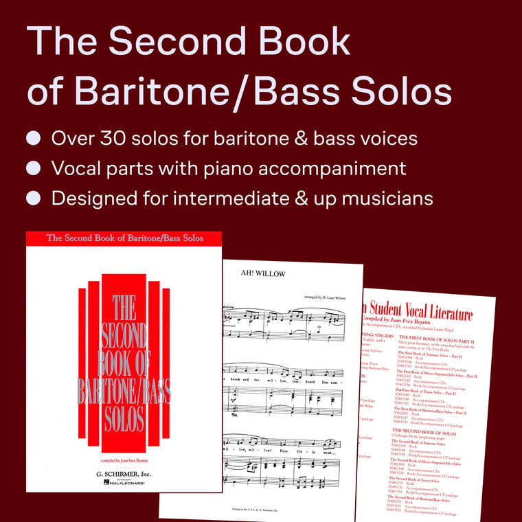 The Second Book of Baritone/Bass Solos by Various Composers  Vocal Collection Sheet Music for Baritone and Bass Voice  Intermediate Classical Solos with Piano  Edited by Joan Frey Boytim — back cover