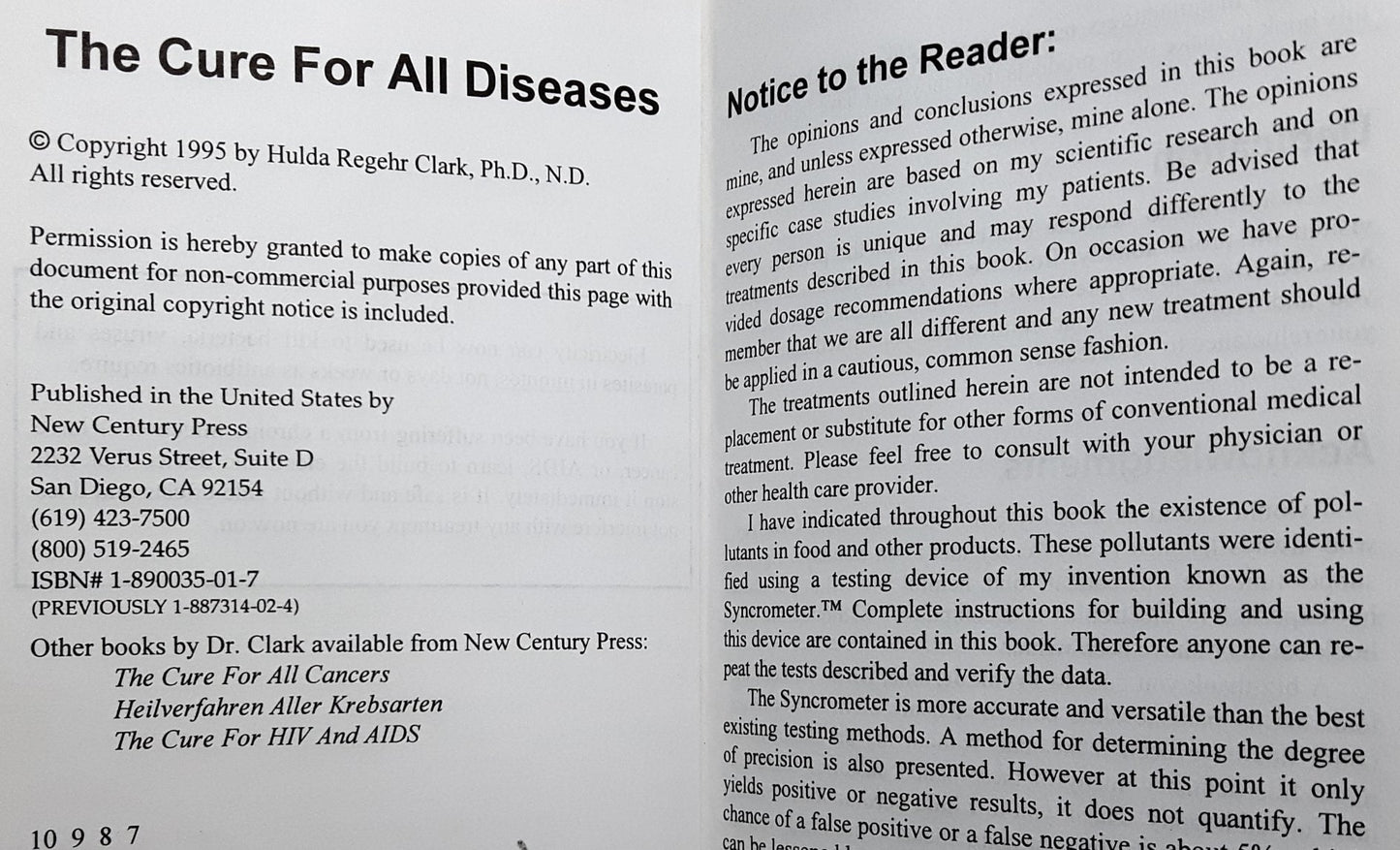 The Cure for All Diseases: With Many Case Histories by Clark